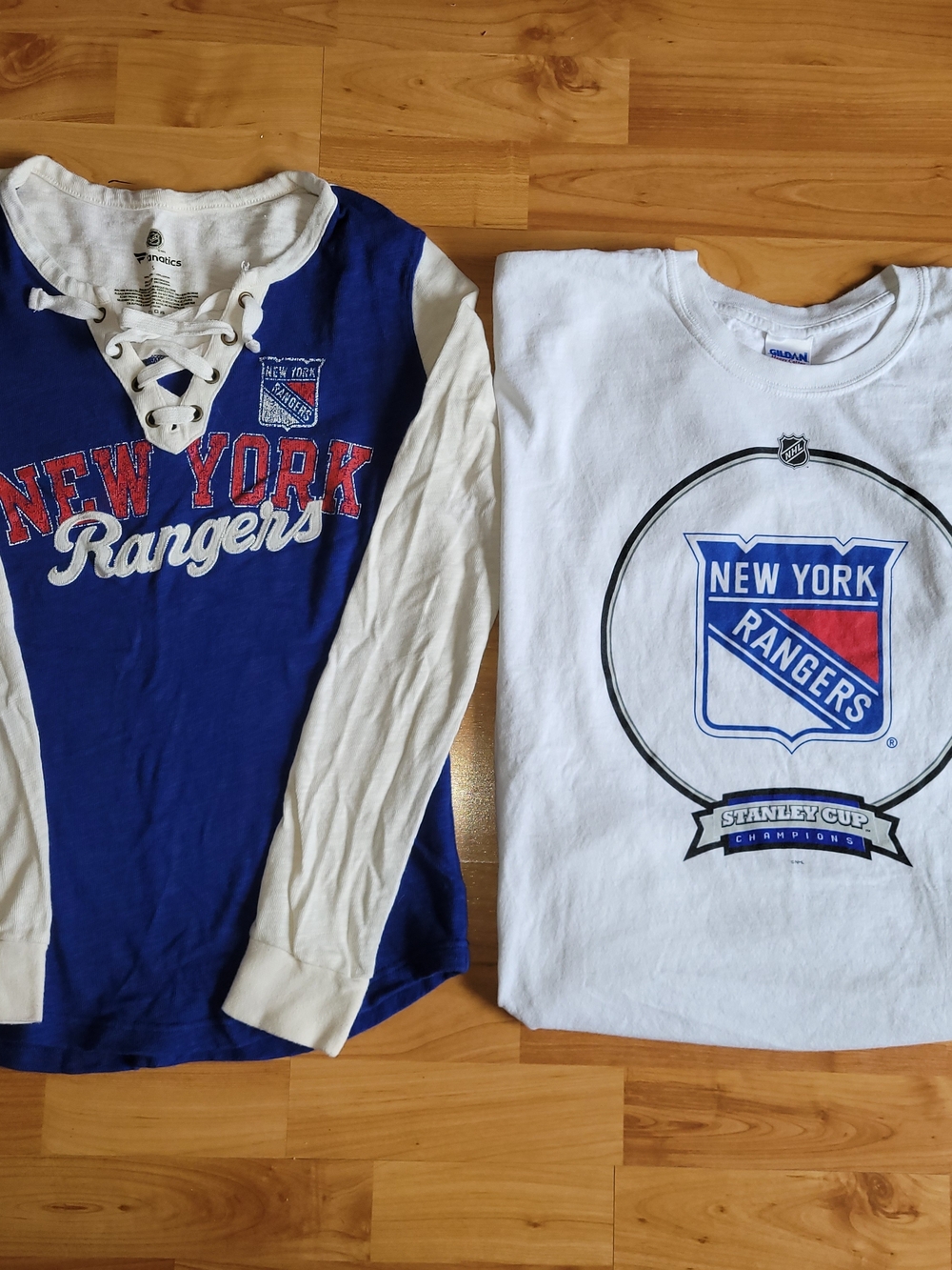 New York Rangers Bundle His&Hers: Ladies Small Longsleeve+Mens White Large Tee